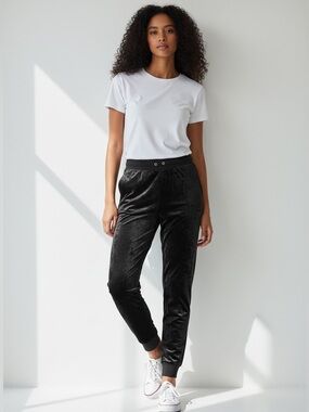 Women’s Black Velvet Jogger Pants